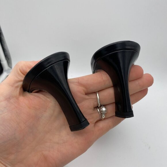 Prada Black Embellished Low Heels Size 36.5 Black Leather Square Toe Romantic - Picture 7 of 10